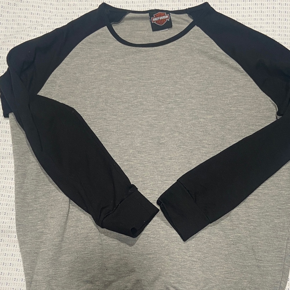 Harley-Davidson Men's Gray Body with Black Raglan Long-Sleeve Tee